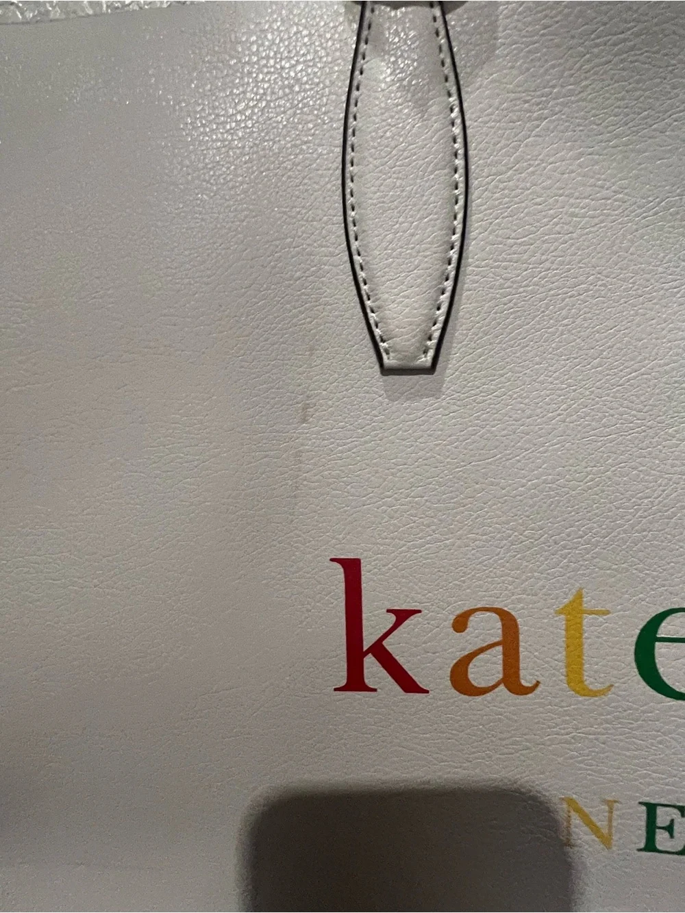 kate spade White Leather Tote with Rainbow Logo
